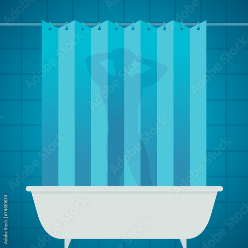 man silhouetter in shower bathing bathroom