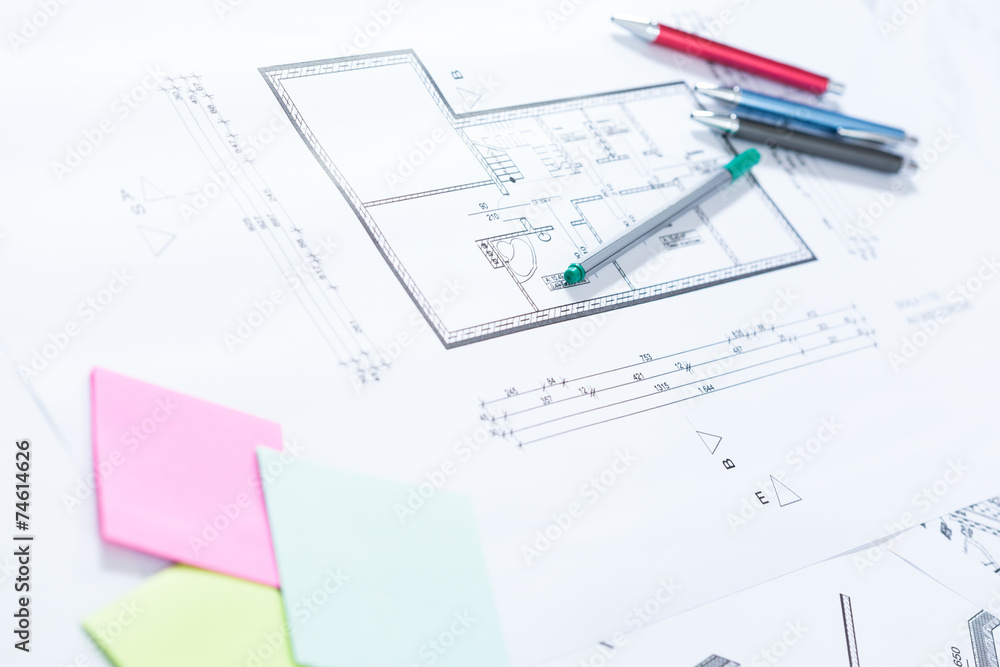 Architectural drawings on paper Architectural drawings on paper