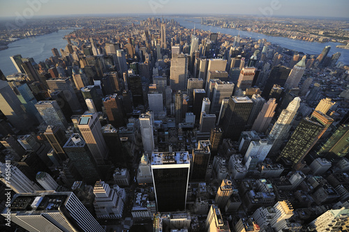 Aerial view of New York City skyline, Manhattan, New York