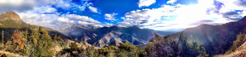 Wide view panorama from the sequoia national forest park