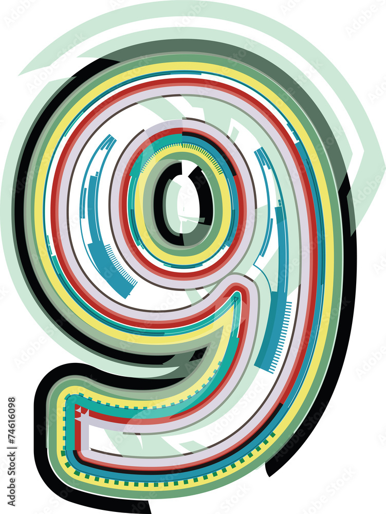 Abstract Colorful Number 9 Abstract Colorful Number 9