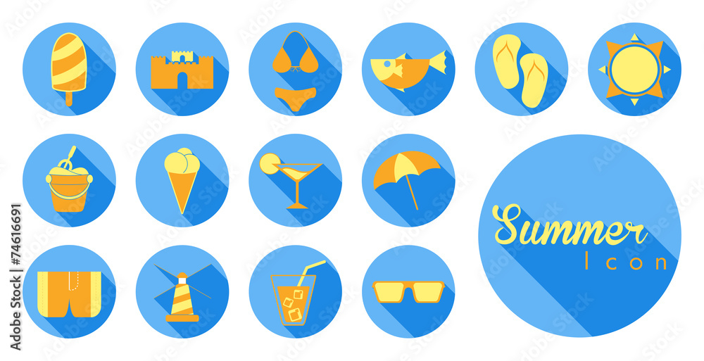 Set of summer vacation icon symbol Set of summer vacation icon symbol