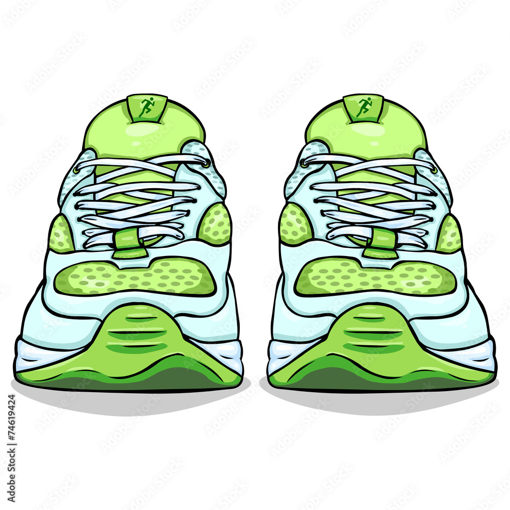 Vector Cartoon Light Green Running Shoes. Stock Vector | Adobe Stock