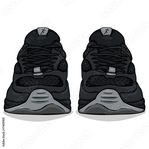 Vector Cartoon Black Running Shoes