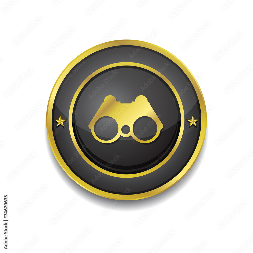 Binocular Gold Vector Icon Button Binocular Gold Vector Icon Button