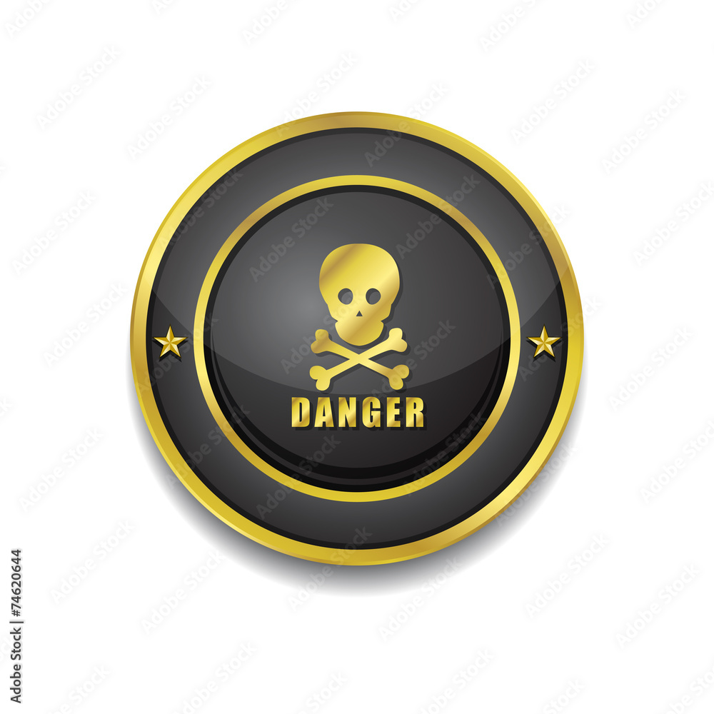 Danger Sign Gold Vector Icon Button Danger Sign Gold Vector Icon Button