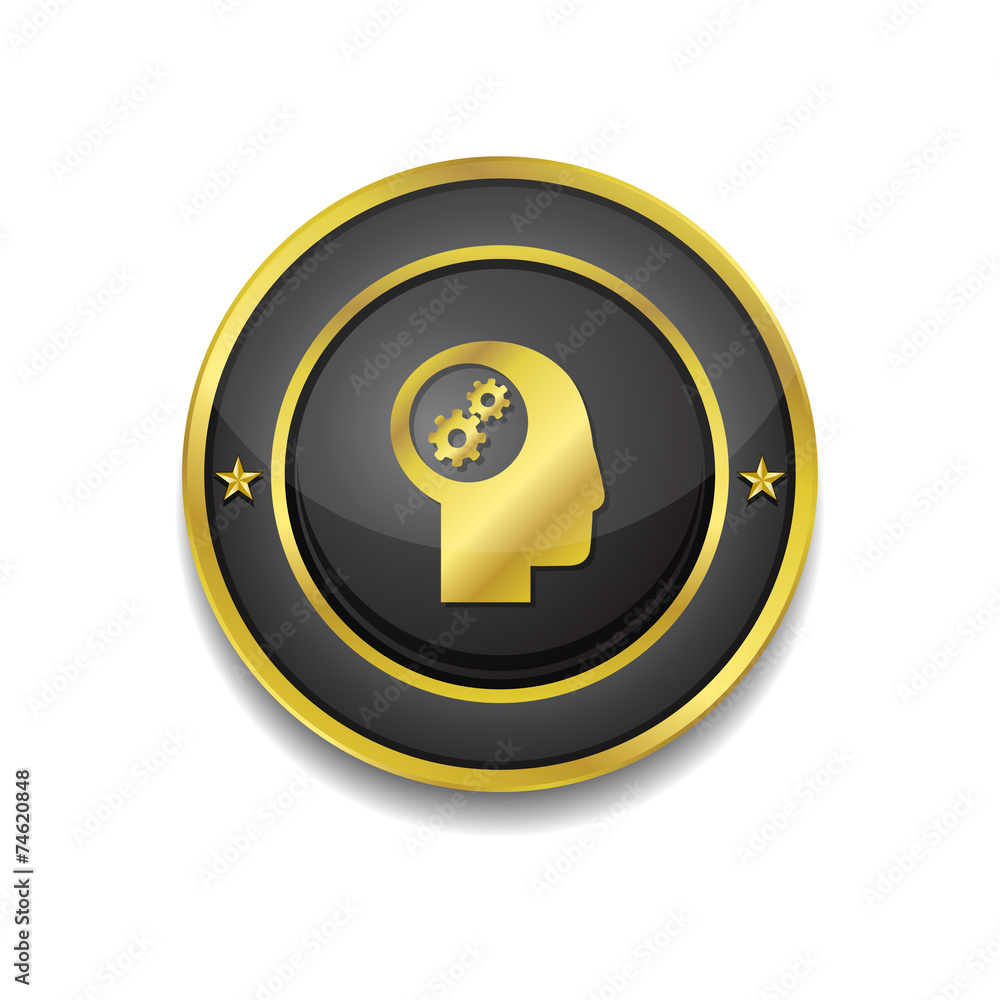 Gear Gold Vector Icon Button Gear Gold Vector Icon Button