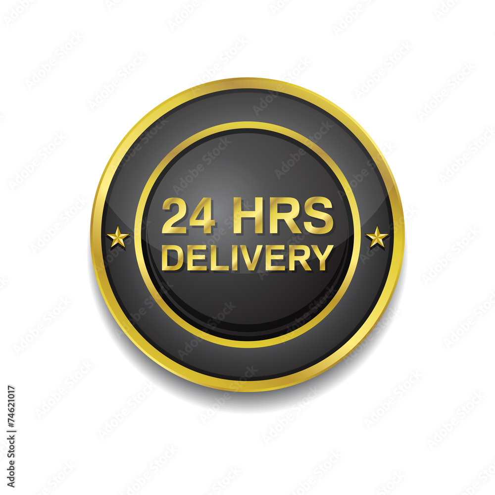 24 Hours Service Gold Vector Icon Button 24 Hours Service Gold Vector Icon Button