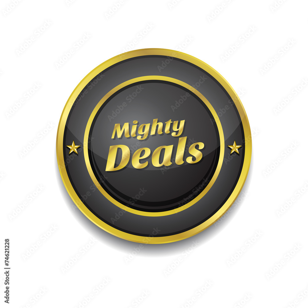 Mighty Discount Gold Vector Icon Button Mighty Discount Gold Vector Icon Button