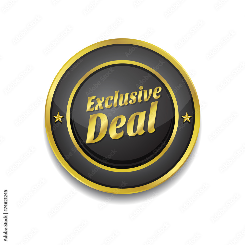Exclusive Deal Gold Vector Icon Button