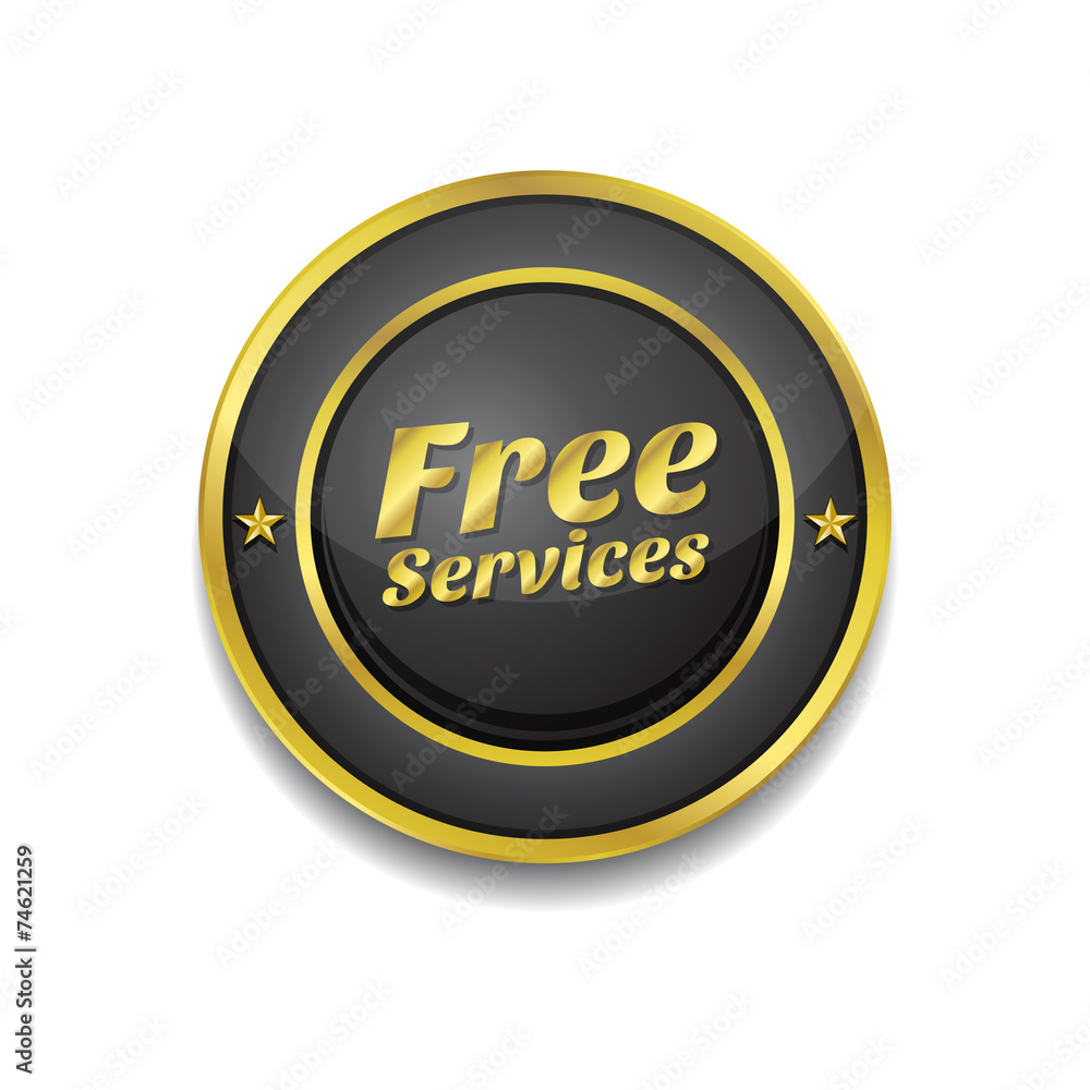 Free Services Gold Vector Icon Button Free Services Gold Vector Icon Button