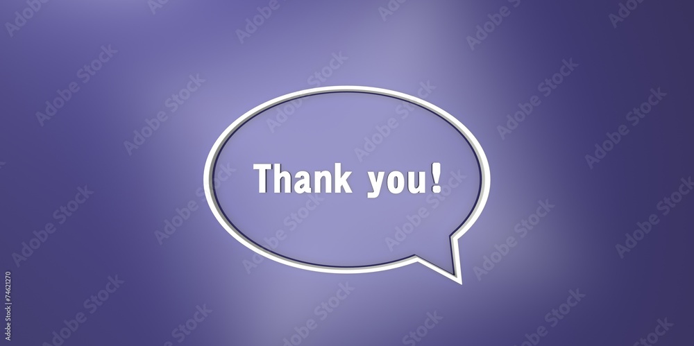 Thank you 3D Transparent bubble speech on purple background Thank you 3D Transparent bubble speech on purple background