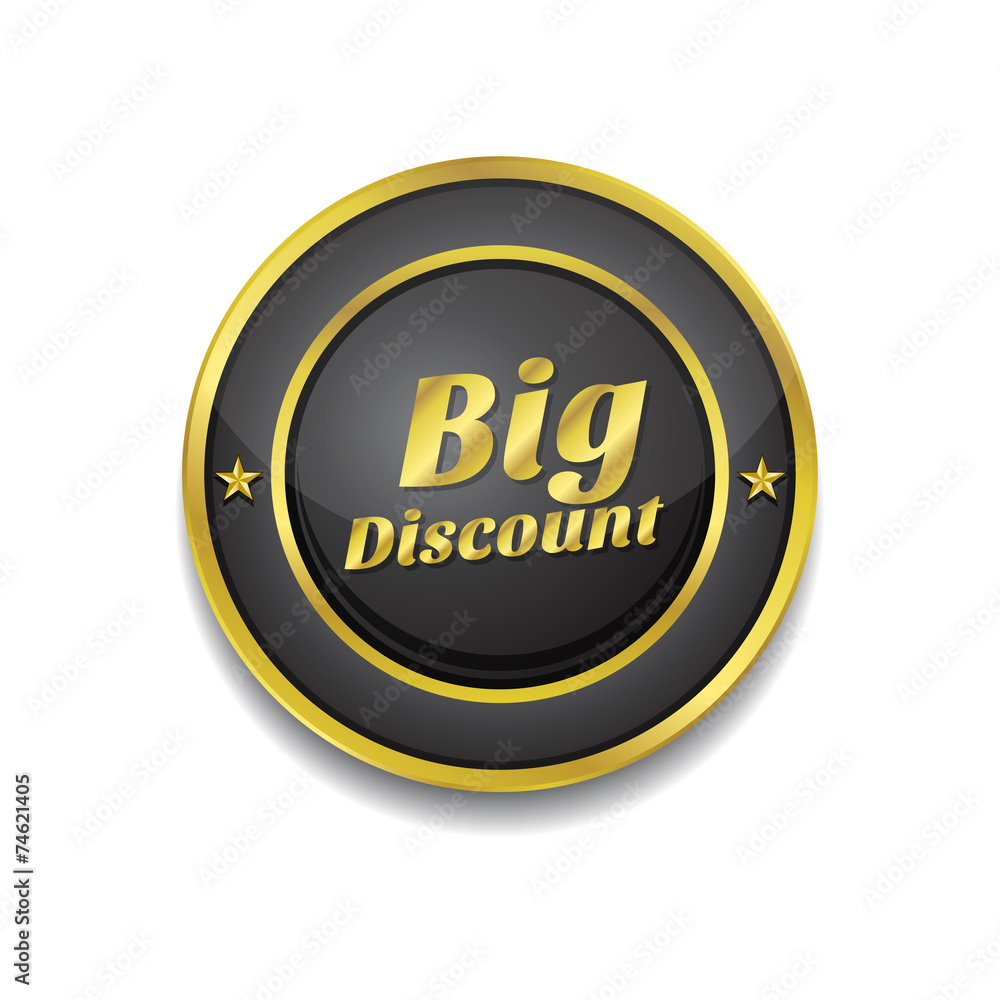 Big Discount Gold Vector Icon Button Big Discount Gold Vector Icon Button