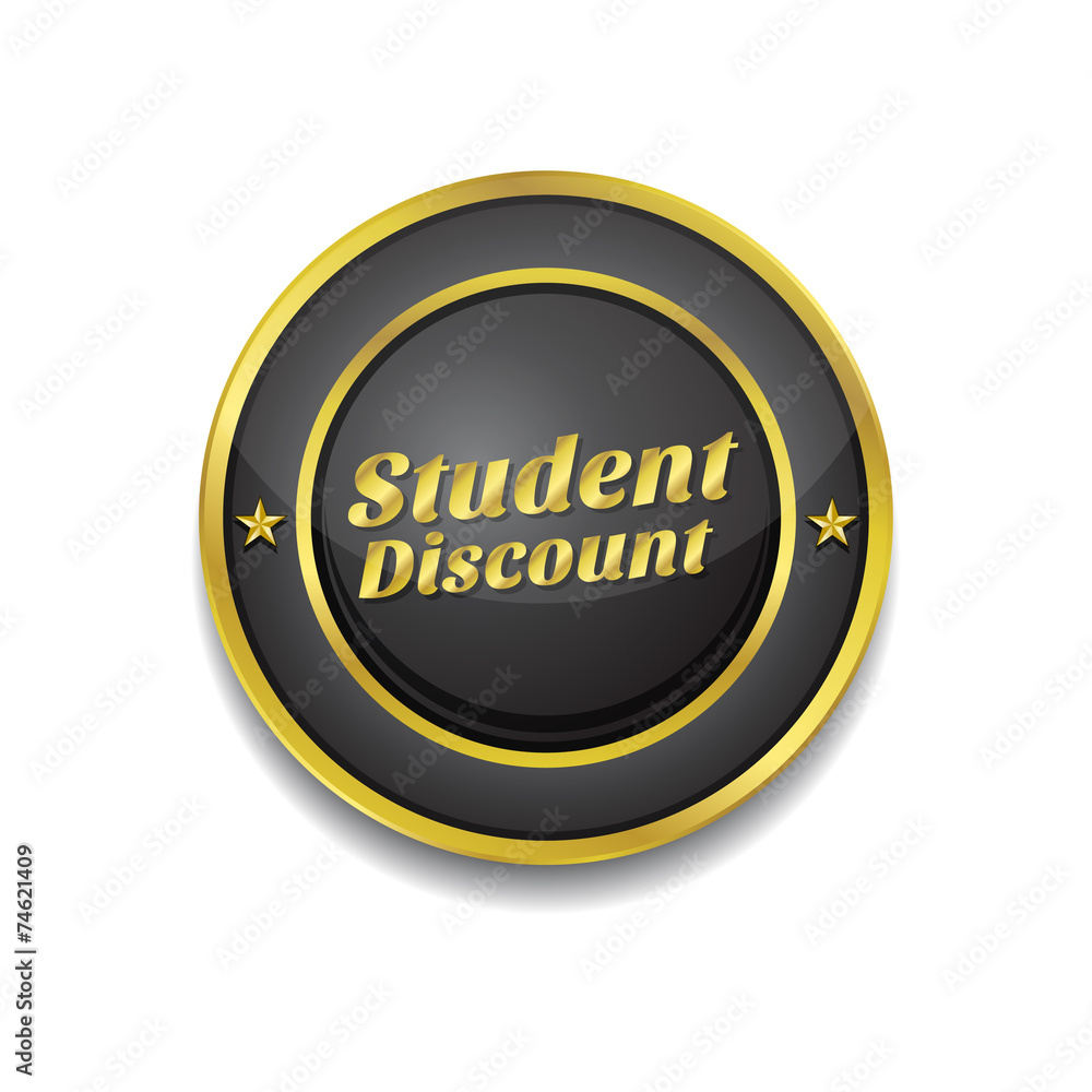 Student Discount Gold Vector Icon Button Student Discount Gold Vector Icon Button