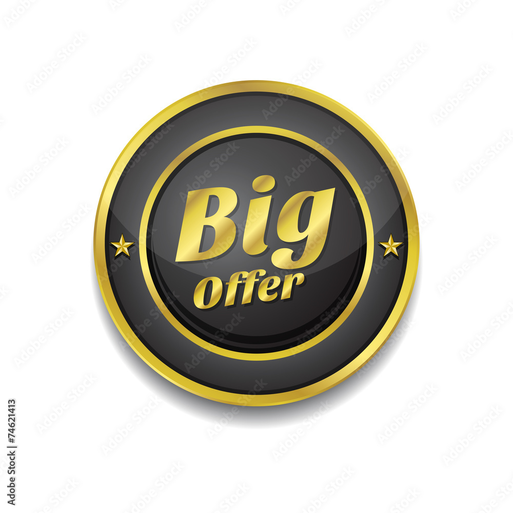 Big Offer Gold Vector Icon Button Big Offer Gold Vector Icon Button