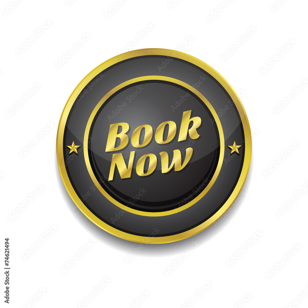 Book Now Gold Vector Icon Button