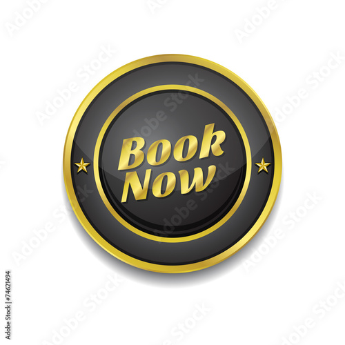 Book Now Gold Vector Icon Button