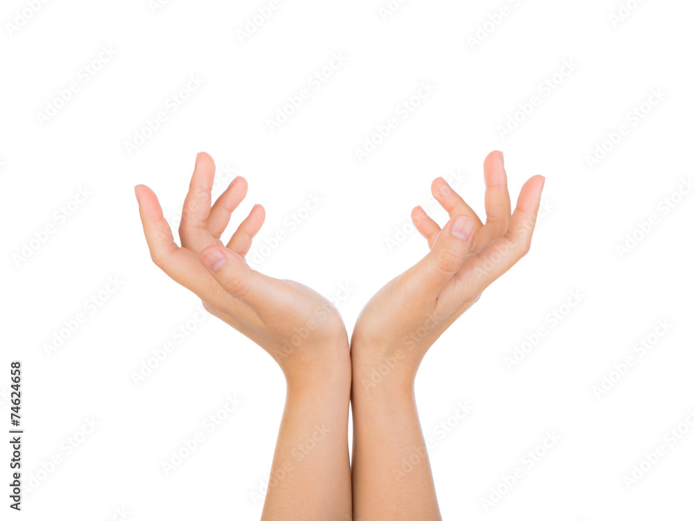 Obraz premium Two hands isolated on white background