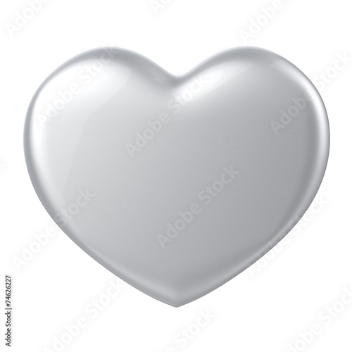 3D silver chrome metal Heart Shape on a white background