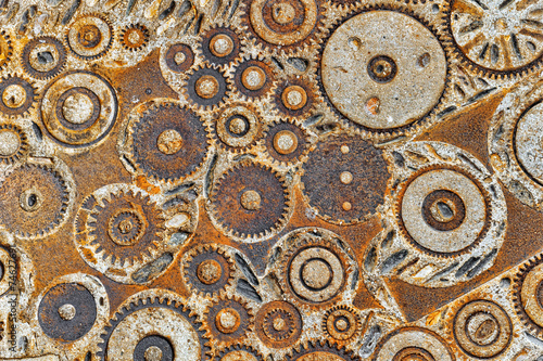 Background  pattern with cogs and gears. photo