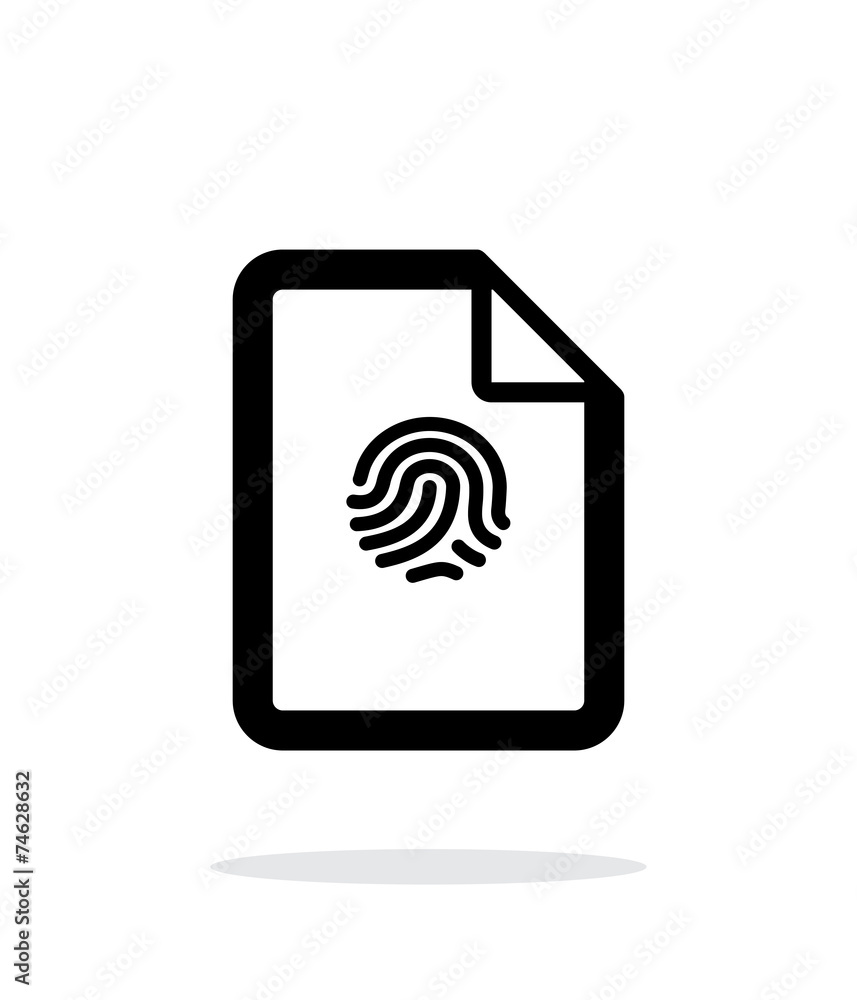Fingerprint on file icon on white background. Fingerprint on file icon on white background.