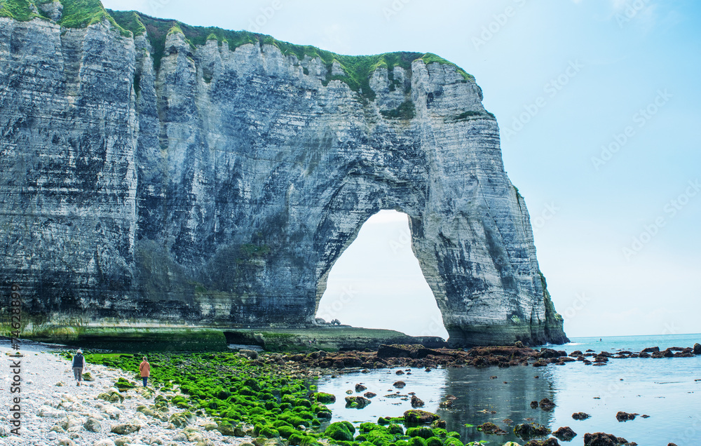 Awesome cliffs of Etretat in Normandy. Geological rocks shapes