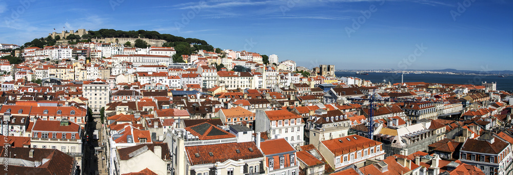  Lisbon downtown area with landmark castle