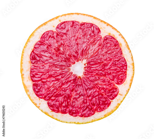 Grapefruit slice isolated on white