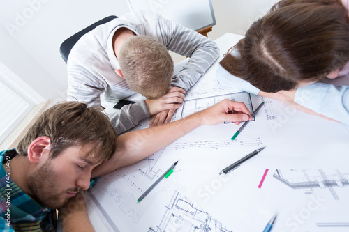 Architects fell asleep while working