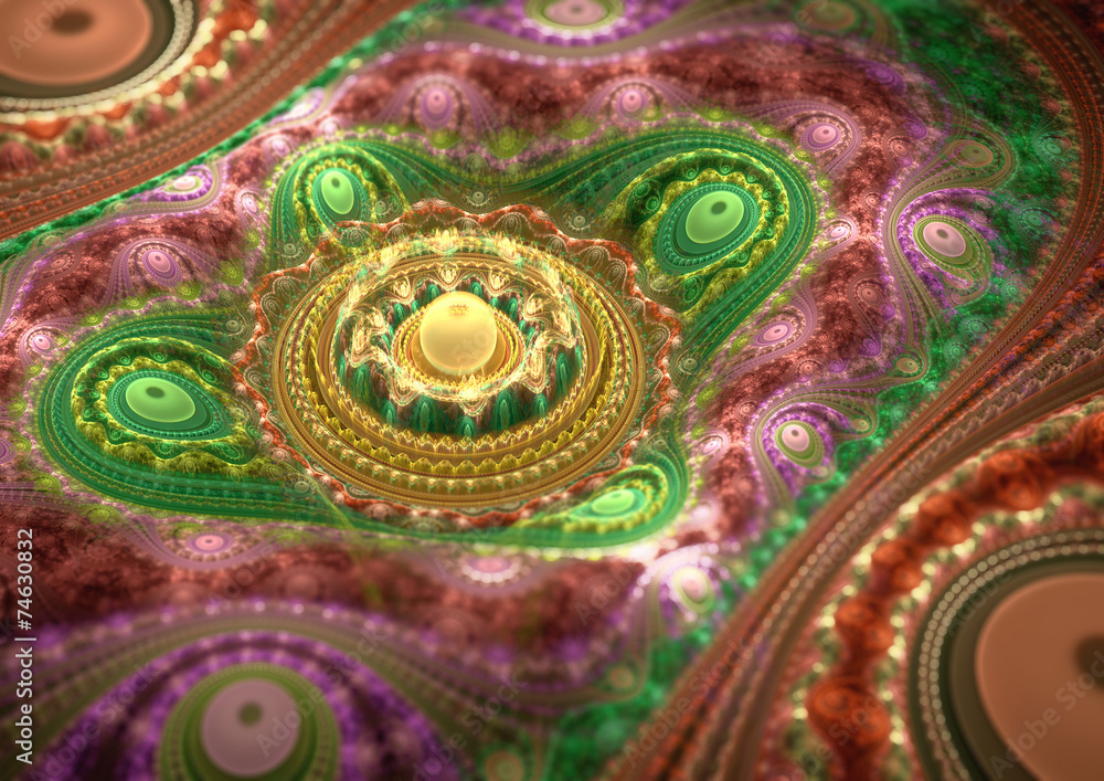 Colorful  3D rendered fractal background