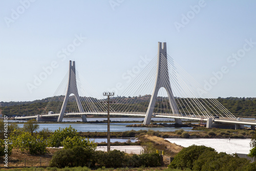 View of the iconic bridge over Portimao's Arade river.