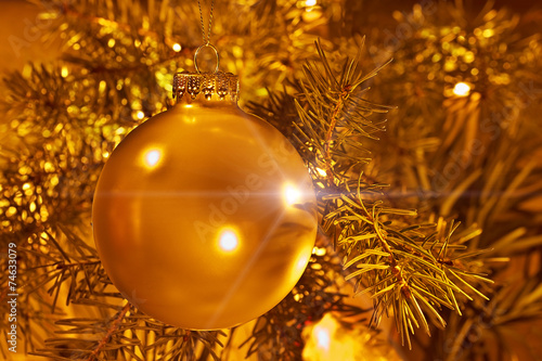 Christmas decoration on gold blur background
