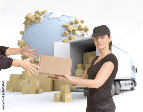 Female courier delivery