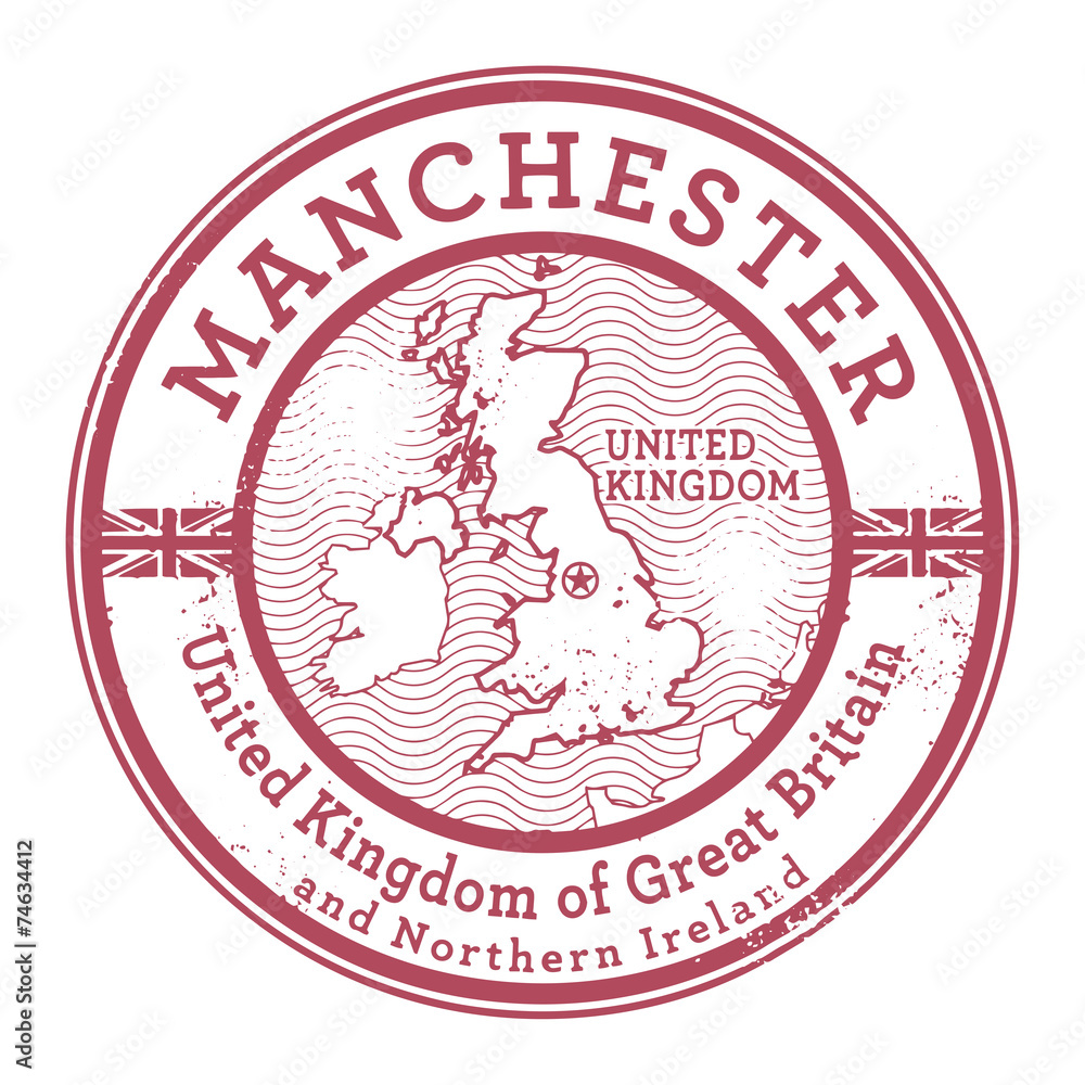 Grunge rubber stamp with words United Kingdom, Manchester Grunge rubber stamp with words United Kingdom, Manchester