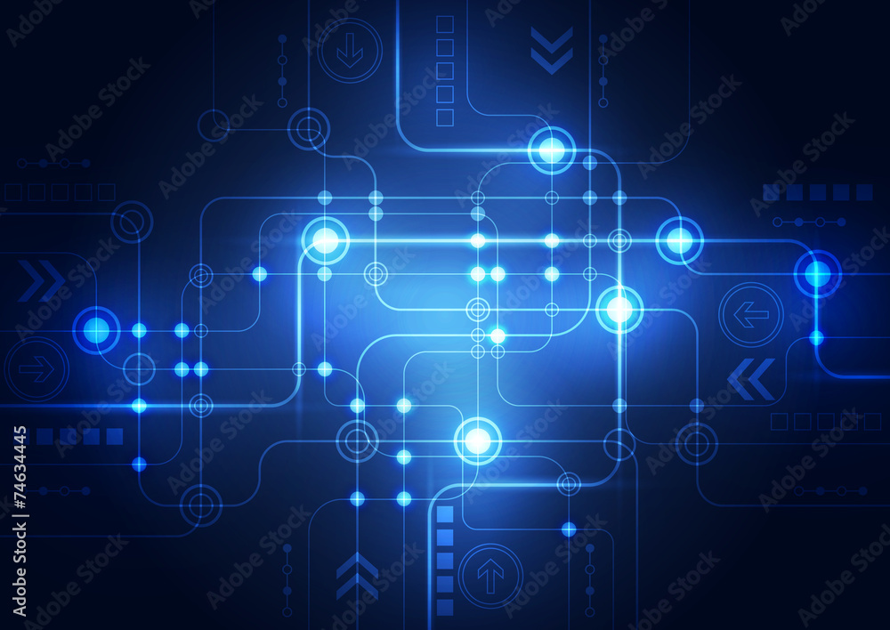 Abstract technology concept blue background. Vector
