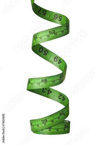 Spiraling green measuring tape