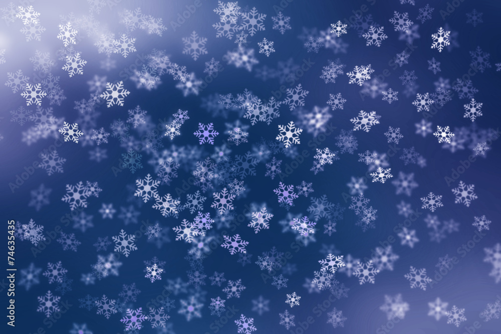Colorful abstract background with snow flakes falling.