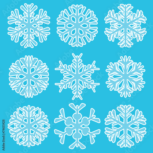 Geometric blue snowflakes