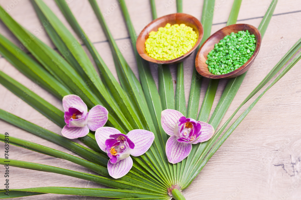 Spa and wellness setting with flowers Spa and wellness setting with flowers