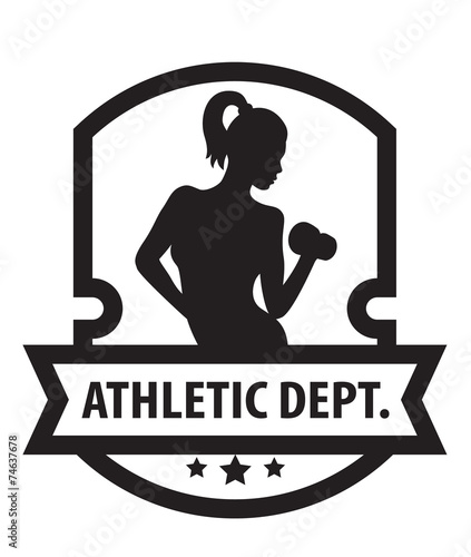 Emblem with Athletic Girl vector illustration, eps10