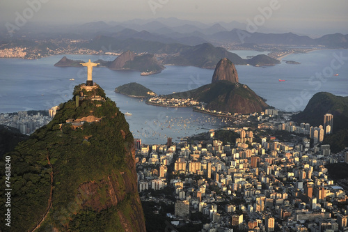 Aerial view of Christ, Sugarloaf, Guanabara Bay, Rio de Janeiro