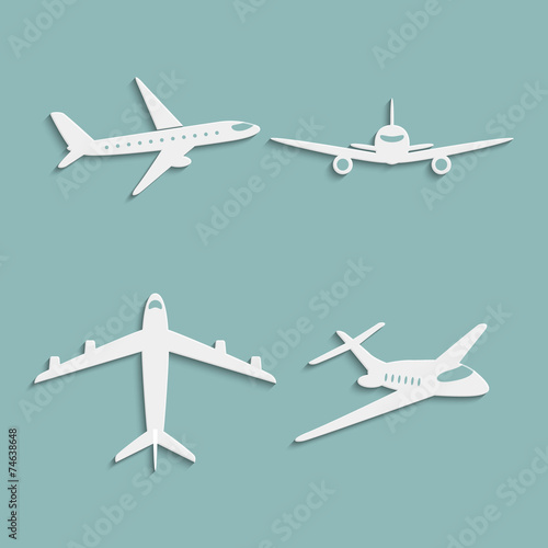 Airplanes paper icons