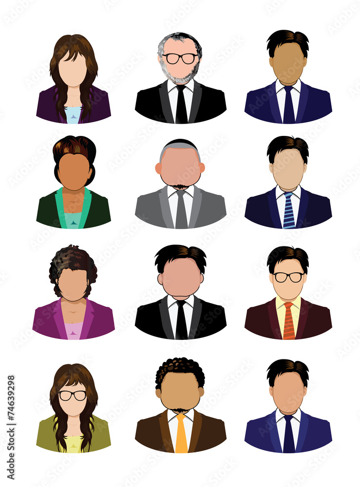 Set of business people icons isolated Set of business people icons isolated