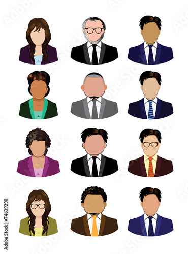 Set of business people icons isolated