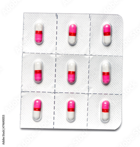 Canvas-taulu Antihistamine Caplets Isolated on White Background