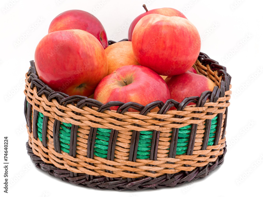 Basket of apples on white background Basket of apples on white background