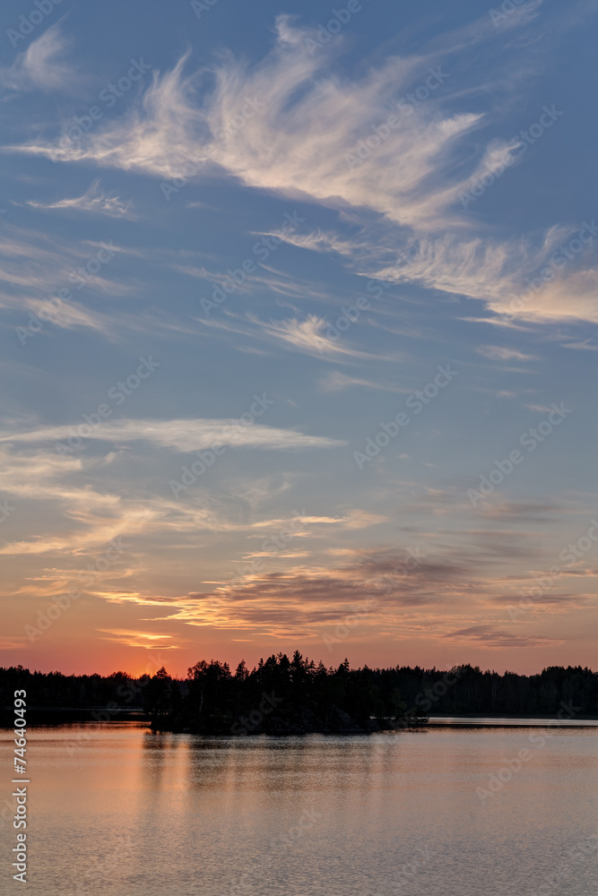 lake after sunset