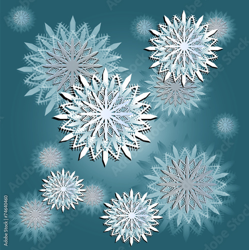 snowflakes winter card with blue texture