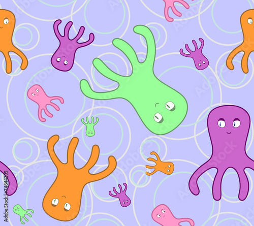 Octopuses on blue