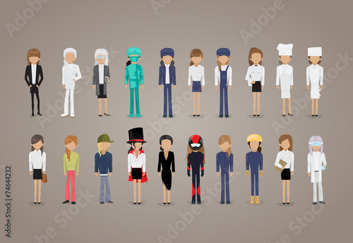 People Of Different Professions Set -Isolated On Gray Background